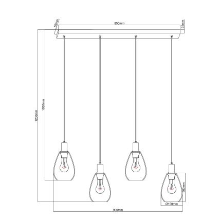 Globo - Hanglamp aan een koord 4xE27/40W/230V messing