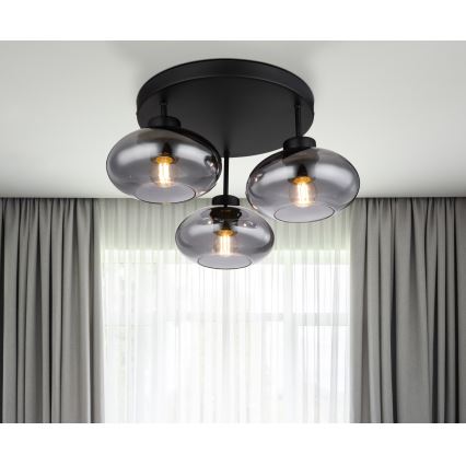 Globo - Plafondkroonluchter 3xE27ILLU/40W/230V zwart