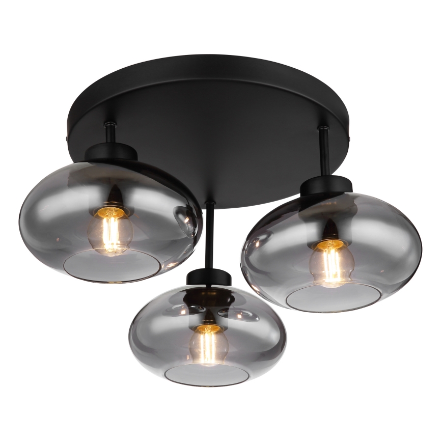 Globo - Plafondkroonluchter 3xE27ILLU/40W/230V zwart