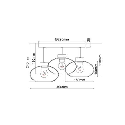 Globo - Plafondkroonluchter 3xE27ILLU/40W/230V zwart