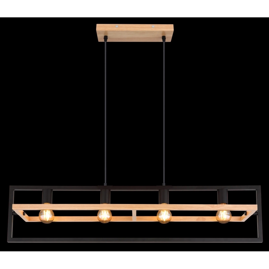 Globo 15575-4H - Hanglamp aan kabels ERICA 4xE27/40W/230V zwart/beige