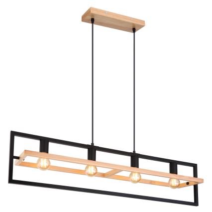 Globo 15575-4H - Hanglamp aan kabels ERICA 4xE27/40W/230V zwart/beige