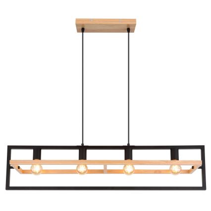 Globo 15575-4H - Hanglamp aan kabels ERICA 4xE27/40W/230V zwart/beige