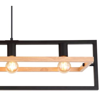 Globo 15575-4H - Hanglamp aan kabels ERICA 4xE27/40W/230V zwart/beige