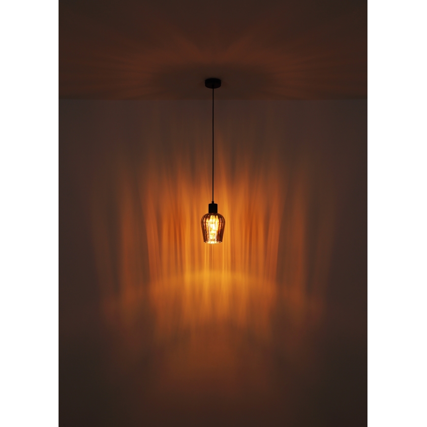 Globo - Hanglamp aan een koord 1xE27/40W/230V diameter 13,5 cm zwart