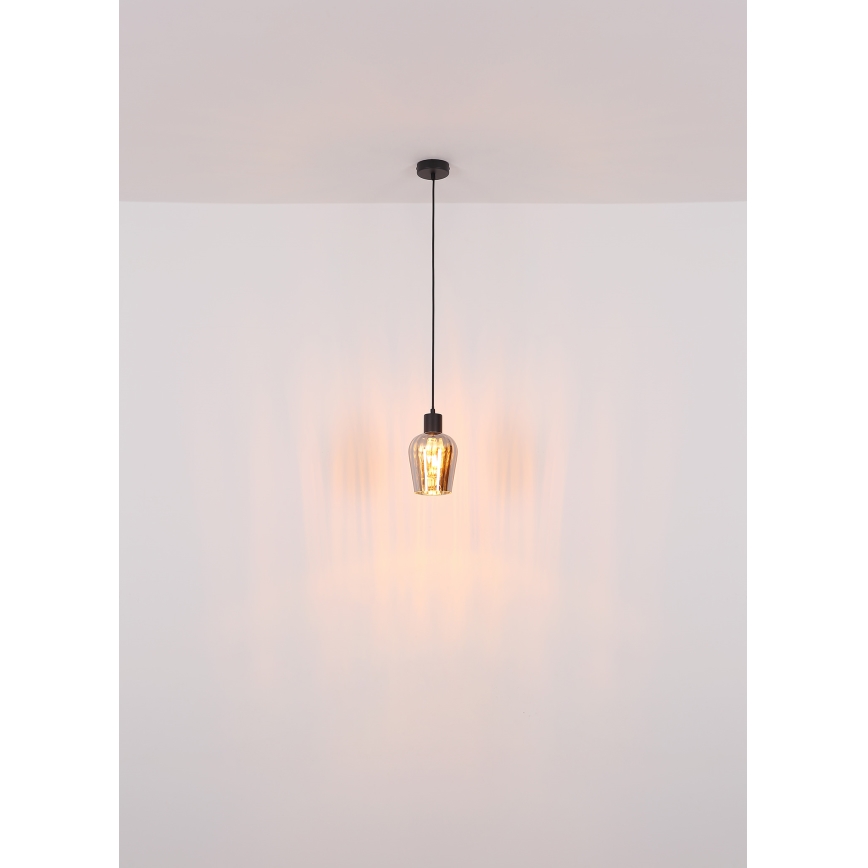 Globo - Hanglamp aan een koord 1xE27/40W/230V diameter 13,5 cm zwart