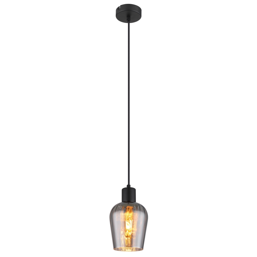 Globo - Hanglamp aan een koord 1xE27/40W/230V diameter 13,5 cm zwart