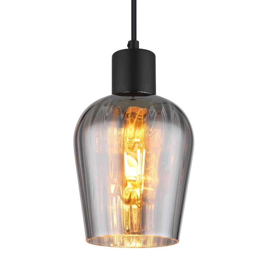 Globo - Hanglamp aan een koord 1xE27/40W/230V diameter 13,5 cm zwart