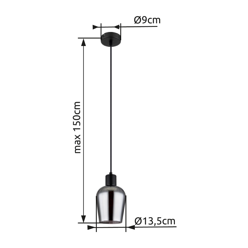Globo - Hanglamp aan een koord 1xE27/40W/230V diameter 13,5 cm zwart