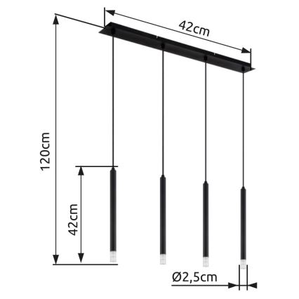 Globo - Hanglamp aan een koord 4xG9/4W/230V zwart