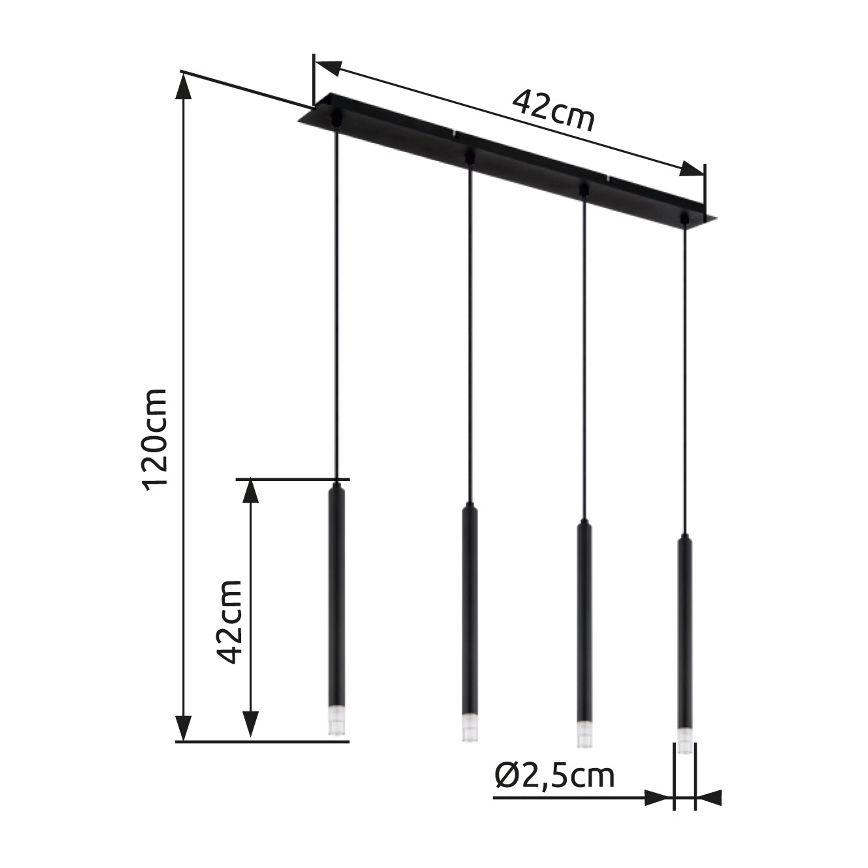 Globo - Hanglamp aan een koord 4xG9/4W/230V zwart