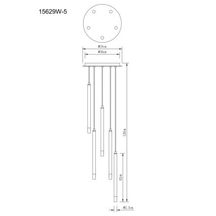 Globo - Hanglamp aan een koord 5xG9/4W/230V diameter 34 cm