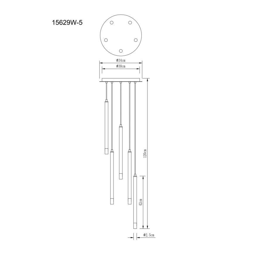 Globo - Hanglamp aan een koord 5xG9/4W/230V diameter 34 cm