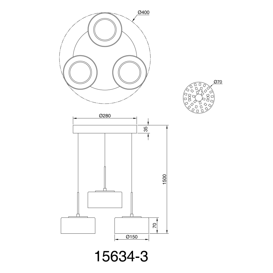 Globo - LED Hanglamp aan een koord 3xLED/8W/230V