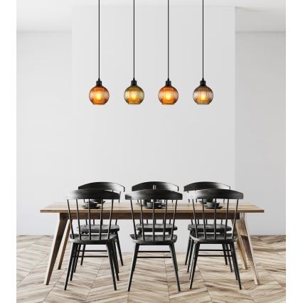 Globo - Hanglamp aan een koord 4xE27/25W/230V koper/groen/blauw