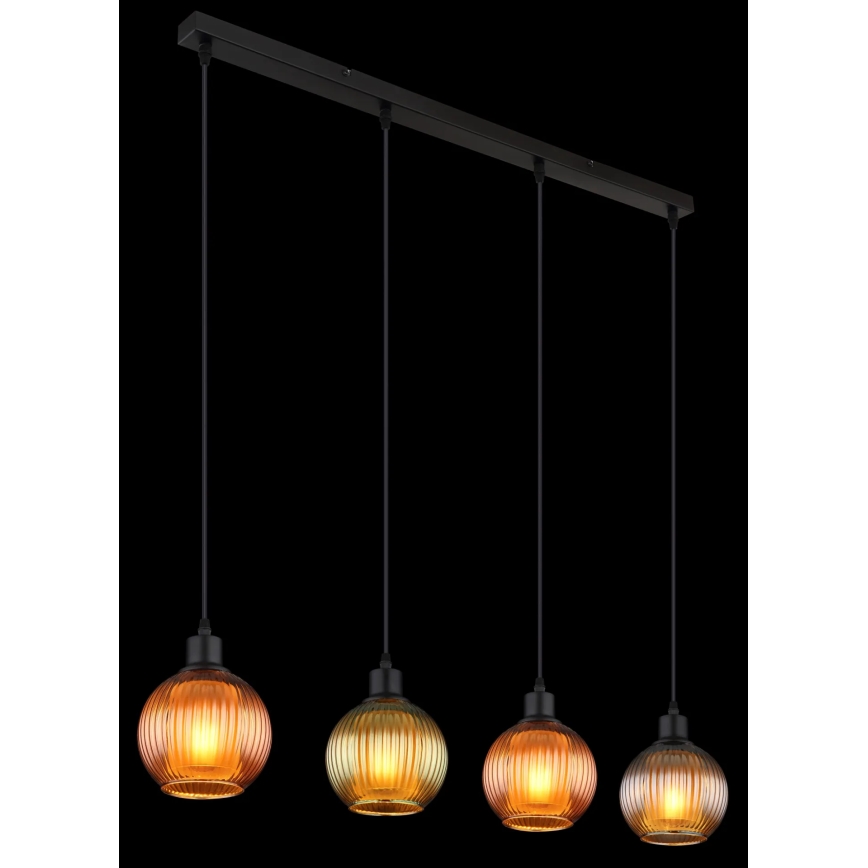 Globo - Hanglamp aan een koord 4xE27/25W/230V koper/groen/blauw