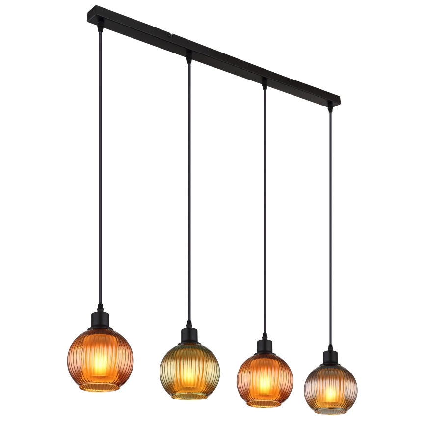 Globo - Hanglamp aan een koord 4xE27/25W/230V koper/groen/blauw