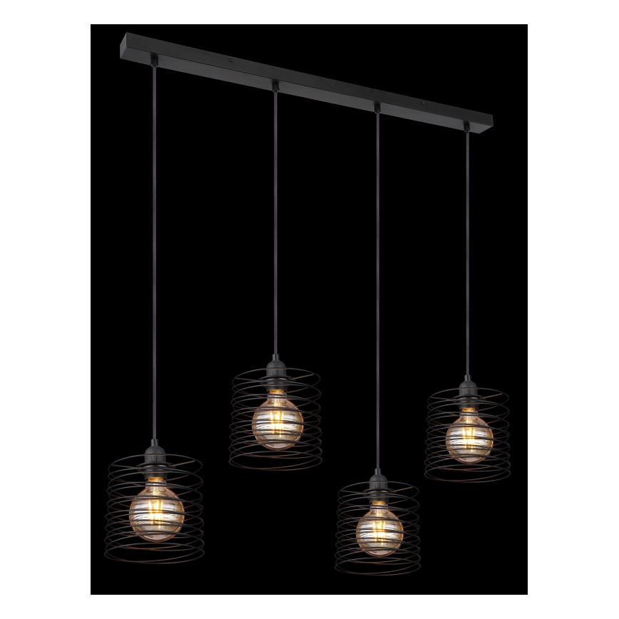 Globo 15640-4H - Hanglamp met kabel TILLY 4xE27/60W/230V zwart