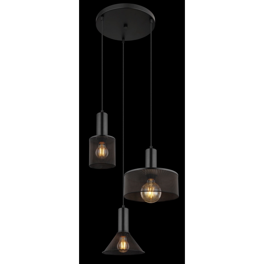 Globo - Hanglamp aan een koord 3xE27/60W/230V zwart
