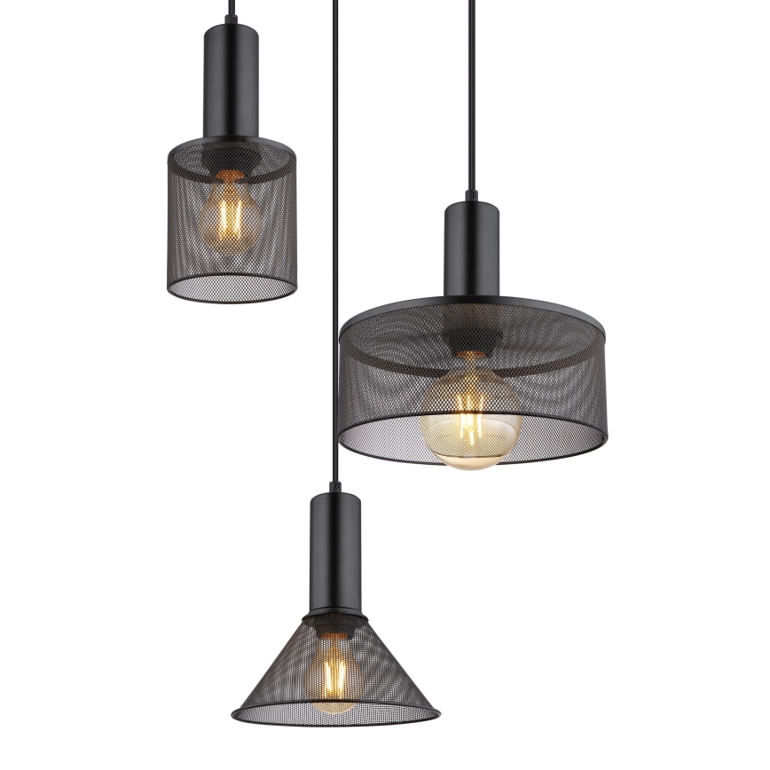 Globo - Hanglamp aan een koord 3xE27/60W/230V zwart