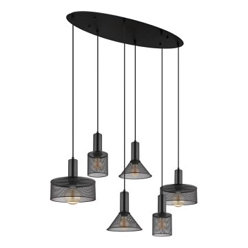 Globo 15648-6H - Hanglamp aan kabel JEDD 6xE27/60W/230V zwart