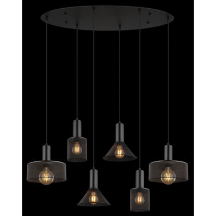 Globo 15648-6H - Hanglamp aan kabel JEDD 6xE27/60W/230V zwart