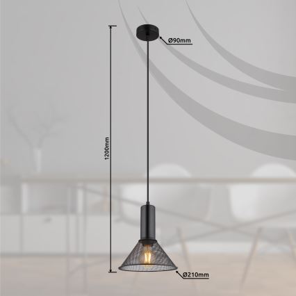 Globo - Hanglamp aan een koord 1xE27/60W/230V zwart