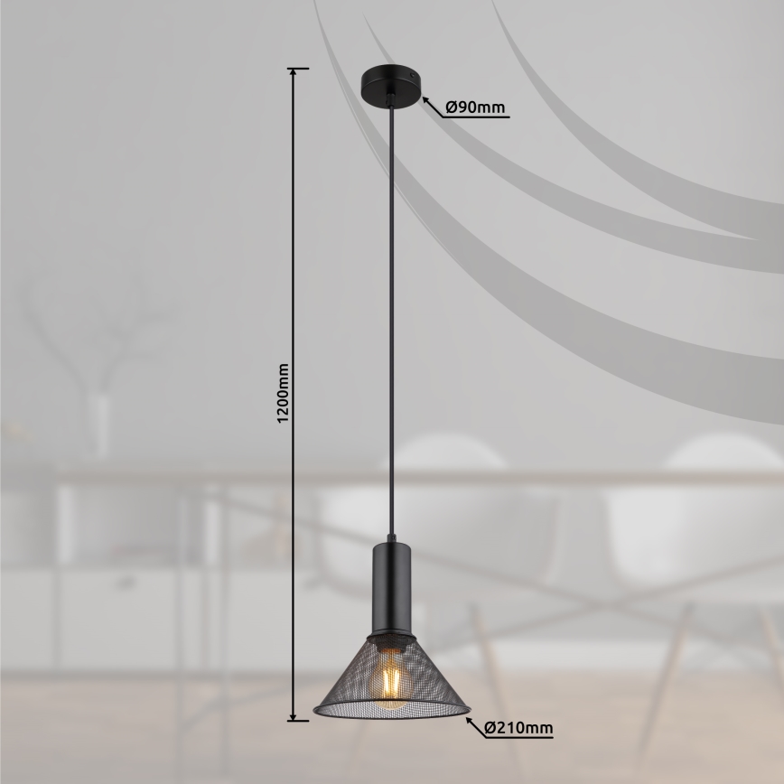 Globo - Hanglamp aan een koord 1xE27/60W/230V zwart