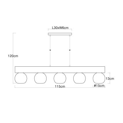 Globo - Hanglamp aan een koord 5xE27/40W/230V