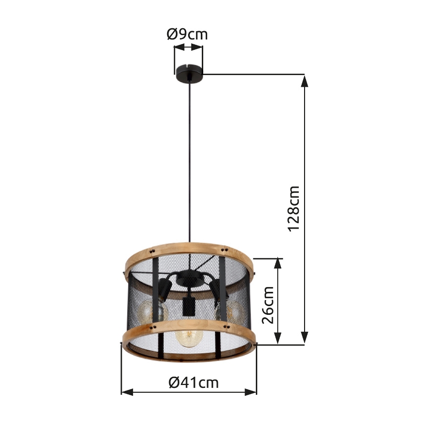 Globo - Hanglamp aan een koord 3xE27/40W/230V diameter 40 cm