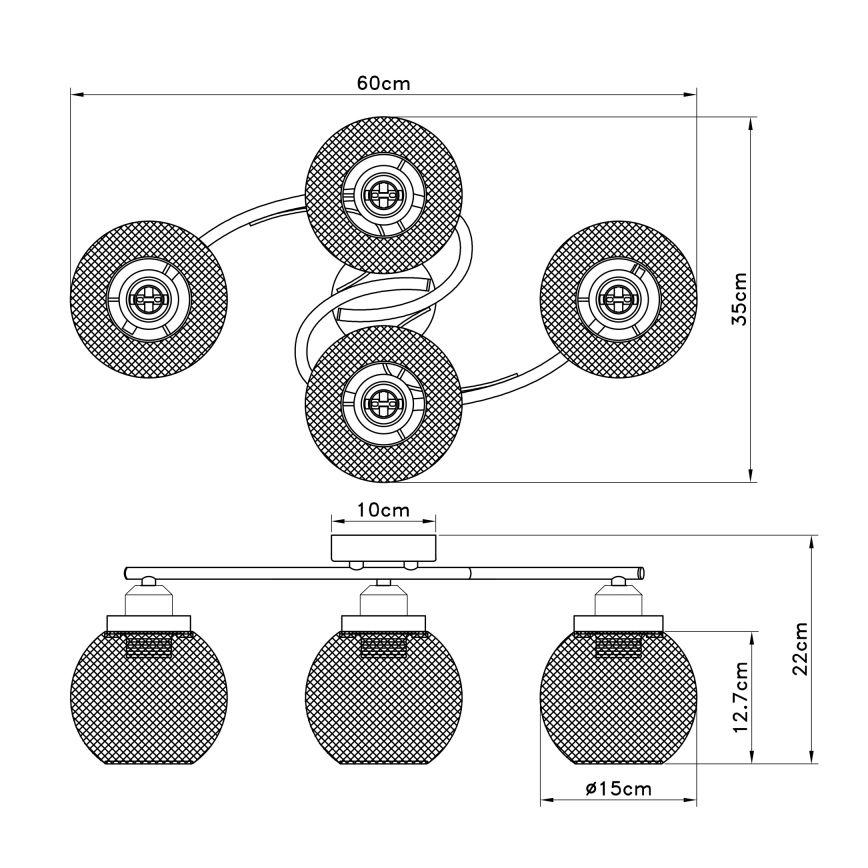 Globo - Aan plafond gevestigde hanglamp 4xE27/60W/230V