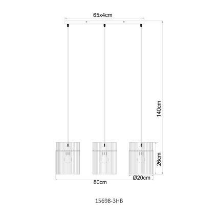 Globo - Hanglamp aan kabel 3xE27/60W/230V