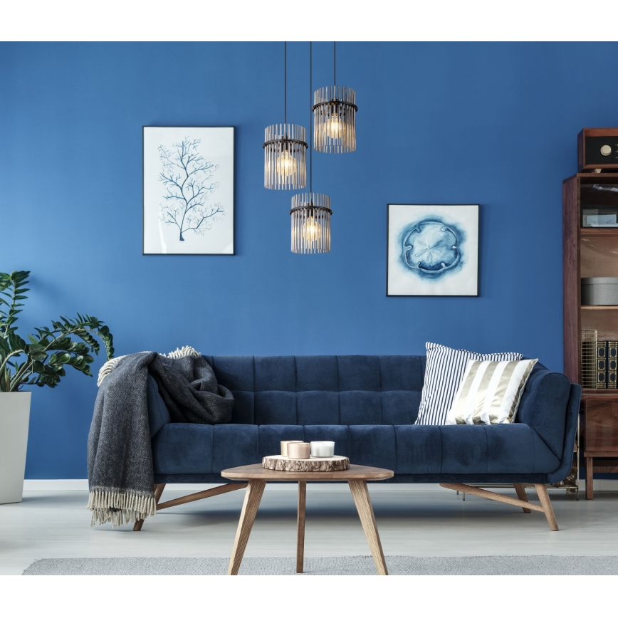 Globo - Hanglamp aan een koord 3xE27/60W/230V diameter 47 cm zwart