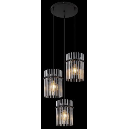Globo - Hanglamp aan een koord 3xE27/60W/230V diameter 47 cm zwart