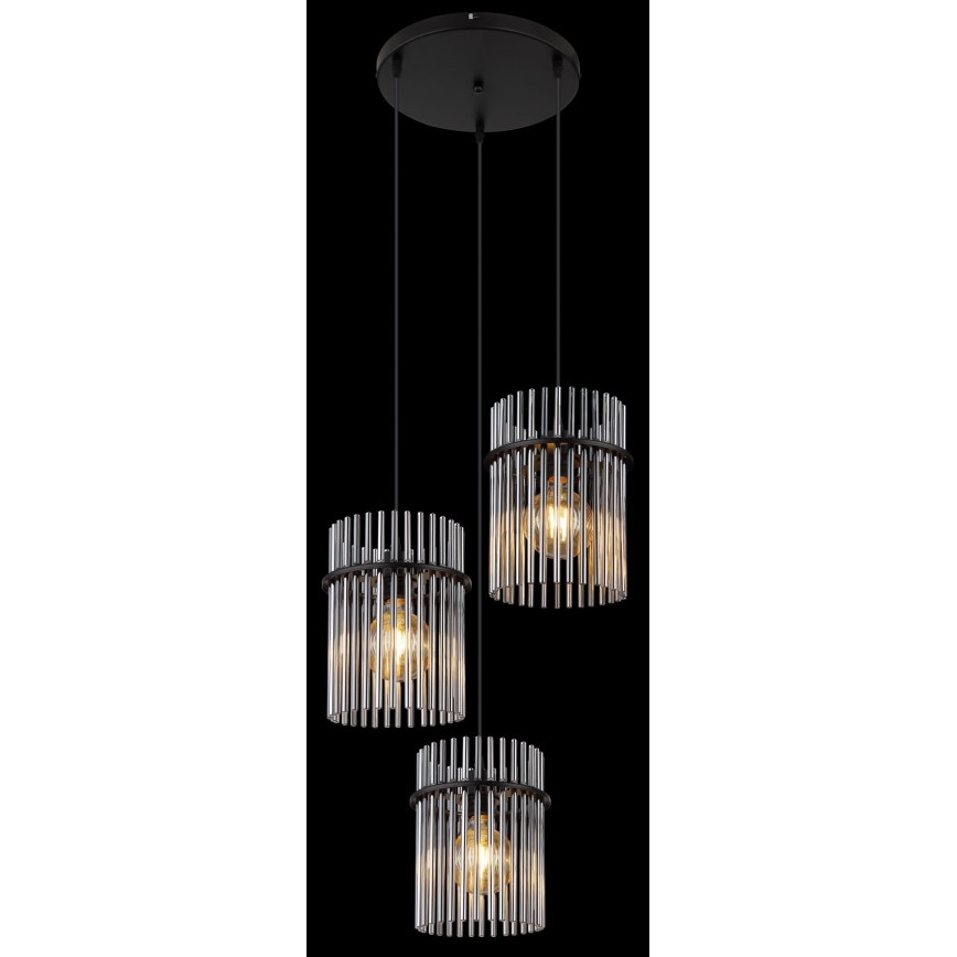 Globo - Hanglamp aan een koord 3xE27/60W/230V diameter 47 cm zwart