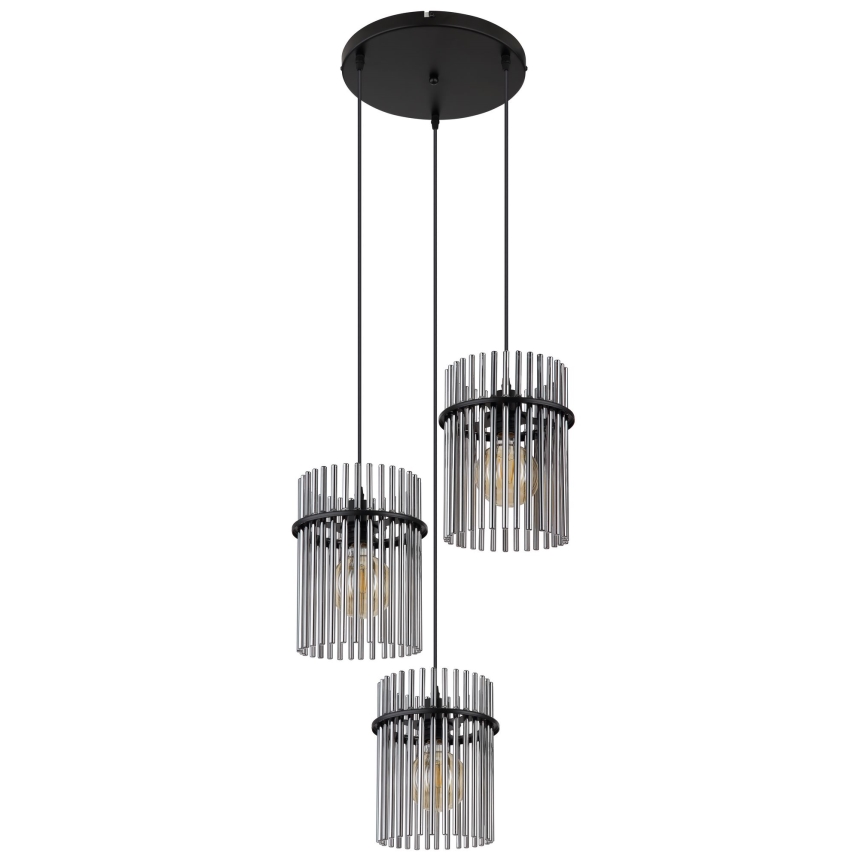 Globo - Hanglamp aan een koord 3xE27/60W/230V diameter 47 cm zwart