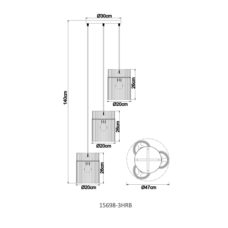 Globo - Hanglamp aan snoer 3xE27/60W/230V