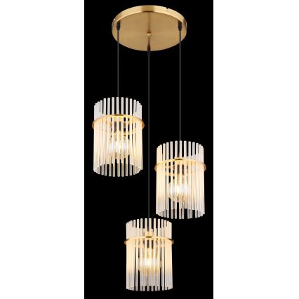 Globo - Hanglamp aan een koord 3xE27/60W/230V diameter 47 cm goud