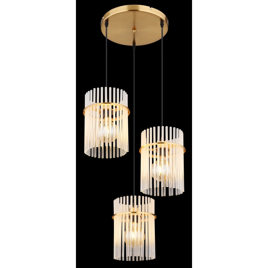 Globo - Hanglamp aan een koord 3xE27/60W/230V diameter 47 cm goud
