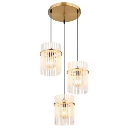Globo - Hanglamp aan een koord 3xE27/60W/230V diameter 47 cm goud