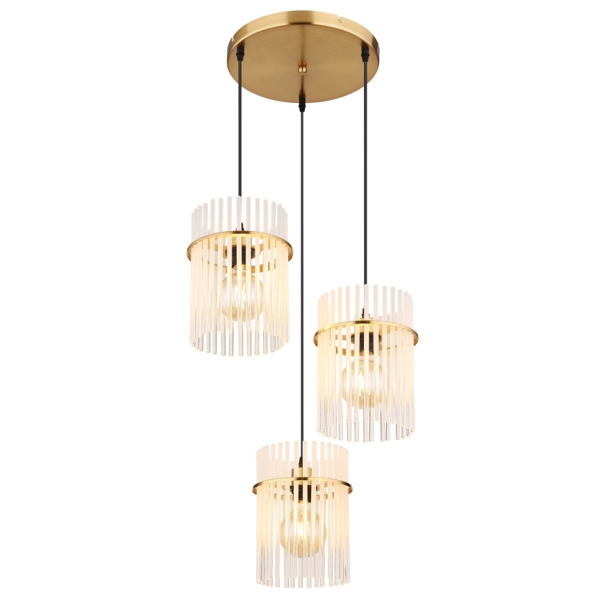 Globo - Hanglamp aan een koord 3xE27/60W/230V diameter 47 cm goud