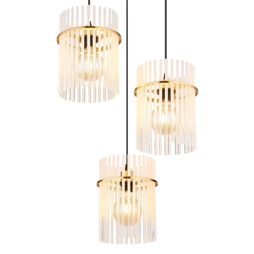 Globo - Hanglamp aan een koord 3xE27/60W/230V diameter 47 cm goud