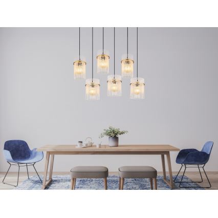 Globo - Hanglamp aan kabel 6xE27/60W/230V goudkleurig