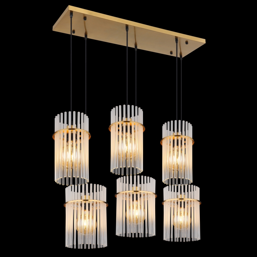 Globo - Hanglamp aan kabel 6xE27/60W/230V goudkleurig