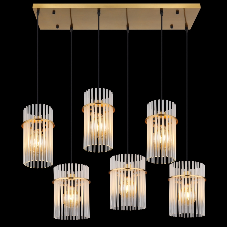 Globo - Hanglamp aan kabel 6xE27/60W/230V goudkleurig