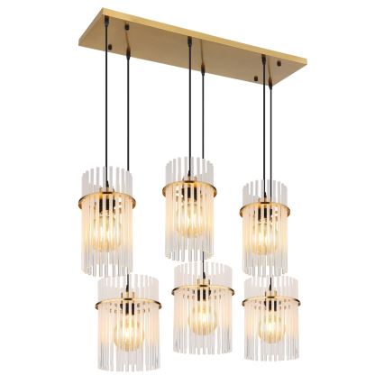 Globo - Hanglamp aan kabel 6xE27/60W/230V goudkleurig