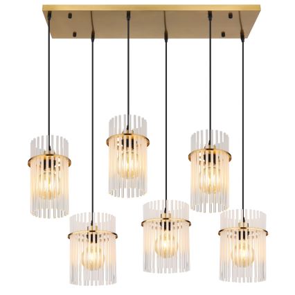Globo - Hanglamp aan kabel 6xE27/60W/230V goudkleurig