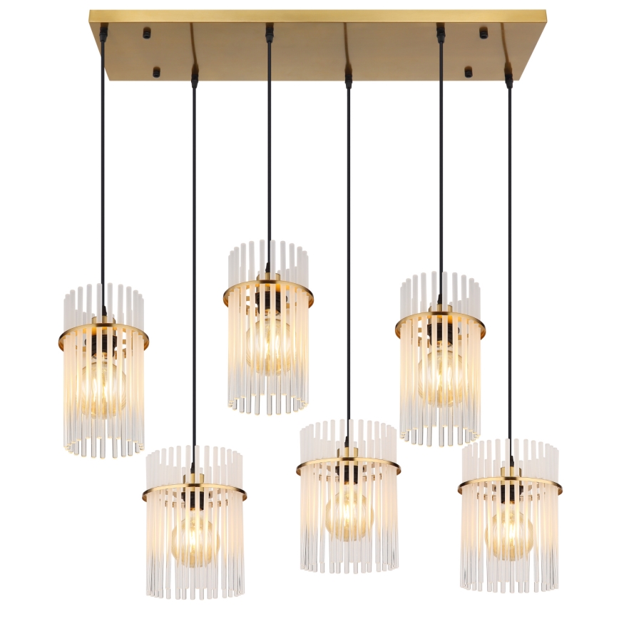Globo - Hanglamp aan kabel 6xE27/60W/230V goudkleurig