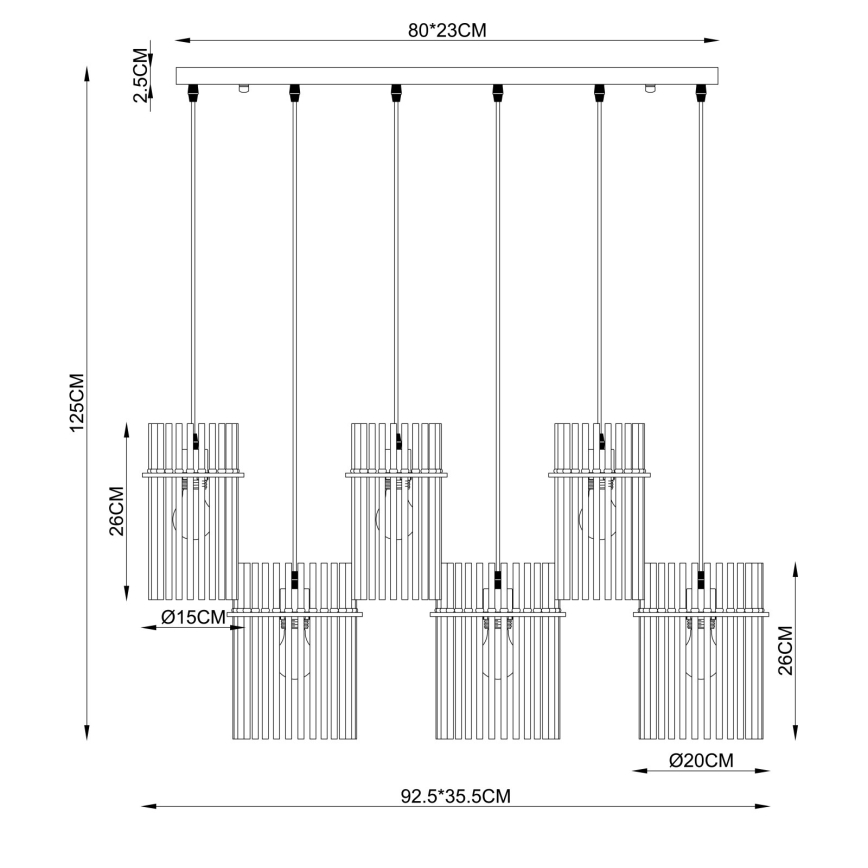Globo - Hanglamp aan kabel 6xE27/60W/230V goudkleurig