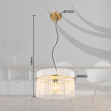 Globo - Hanglamp aan een koord 1xE27/60W/230V diameter 40 cm goud